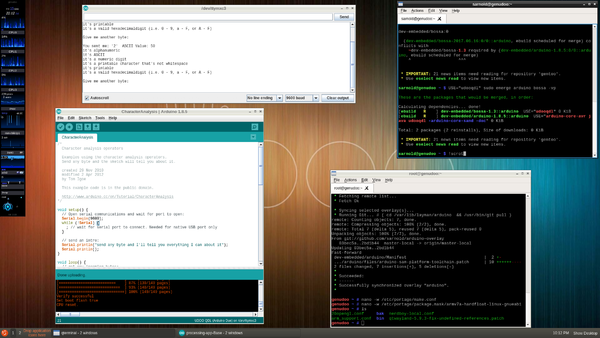 Screenshot of Nerdboy's Udoo desktop with latest Arduino IDE.
