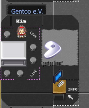 Screenshot of the Gentoo booth at the CLT Adventure 2022